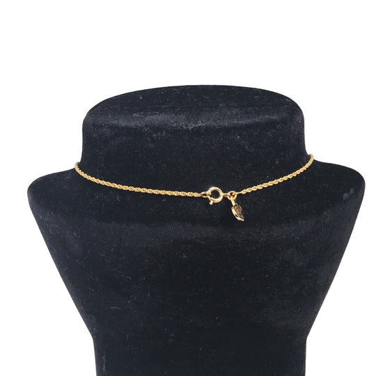 Dior Necklace Gold Plated Gold / Black Necklace Gold Plated CD logo Rhinestone Women Used Authentic