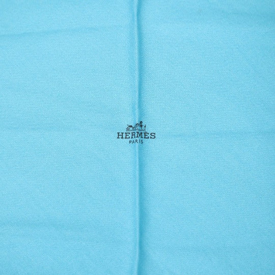 HERMES scarf Silk, Cashmere blue scarf Cashmere x silk Rhombus unisex(Unisex) Used Authentic