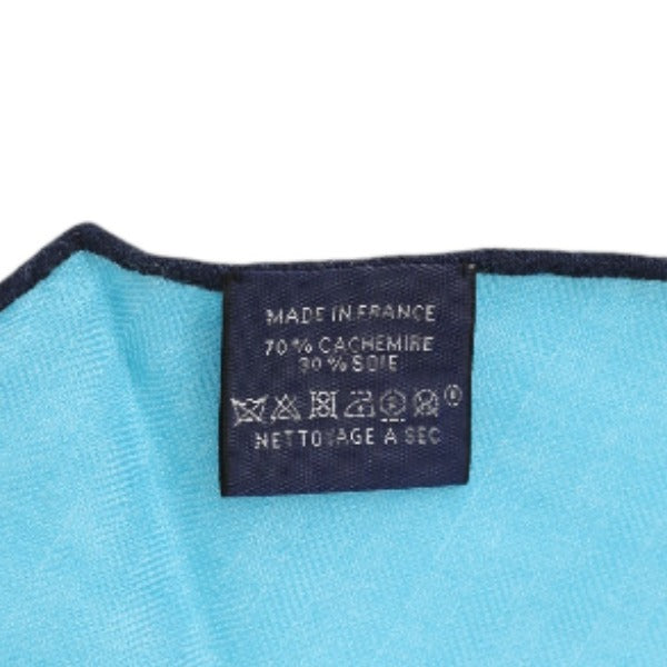 HERMES scarf Silk, Cashmere blue scarf Cashmere x silk Rhombus unisex(Unisex) Used Authentic