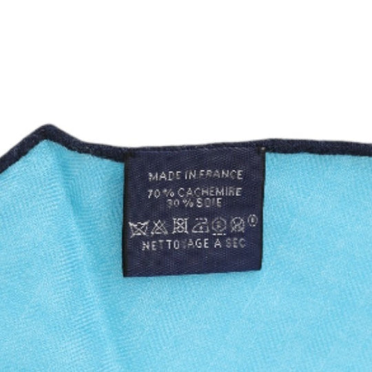 HERMES scarf Silk, Cashmere blue scarf Cashmere x silk Rhombus unisex(Unisex) Used Authentic