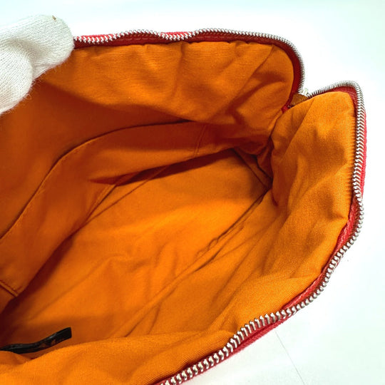HERMES Pouch cotton Red Bored 25 Women Used Authentic