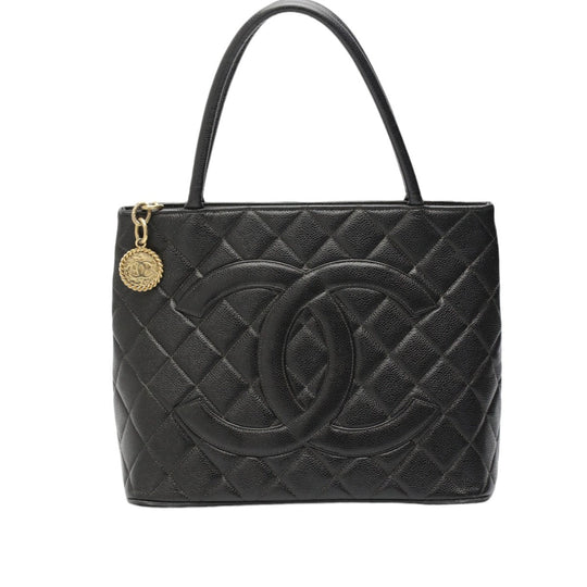 CHANEL Tote Bag Matt caviar skin black Handbag Caviar skin Replica Tote Women Used Authentic
