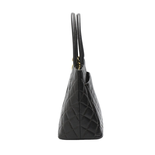 CHANEL Tote Bag Matt caviar skin black Handbag Caviar skin Replica Tote Women Used Authentic