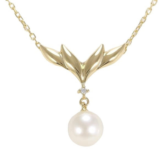 MIKIMOTO Necklace K18 Yellow Gold, Diamond, Pearl gold Diamond Pearl 18K Women Used Authentic
