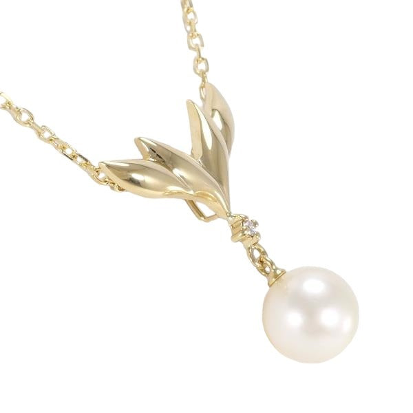 MIKIMOTO Necklace K18 Yellow Gold, Diamond, Pearl gold Diamond Pearl 18K Women Used Authentic