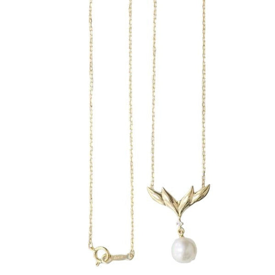 MIKIMOTO Necklace K18 Yellow Gold, Diamond, Pearl gold Diamond Pearl 18K Women Used Authentic