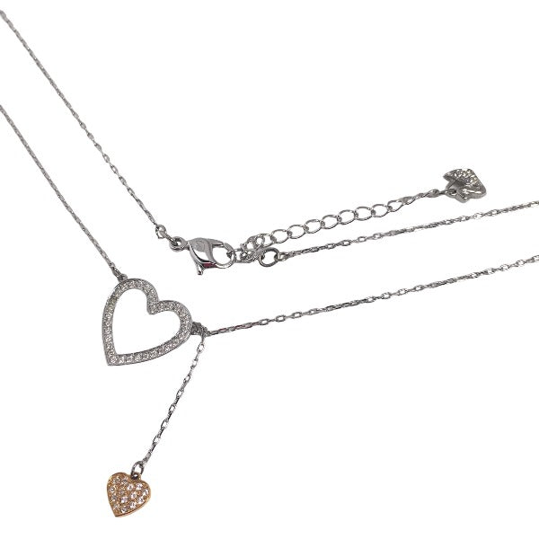 SWAROVSKI Pierce Silver925 Silver Pierce heart Necklace & Pierce 2-piece set Women Used Authentic