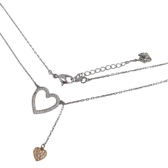 SWAROVSKI Pierce Silver925 Silver Pierce heart Necklace & Pierce 2-piece set Women Used Authentic