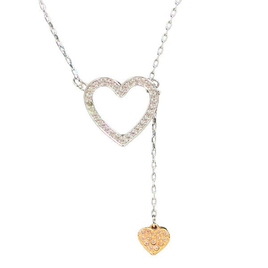 SWAROVSKI Pierce Silver925 Silver Pierce heart Necklace & Pierce 2-piece set Women Used Authentic