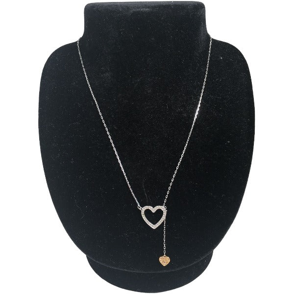 SWAROVSKI Pierce Silver925 Silver Pierce heart Necklace & Pierce 2-piece set Women Used Authentic