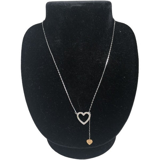 SWAROVSKI Pierce Silver925 Silver Pierce heart Necklace & Pierce 2-piece set Women Used Authentic