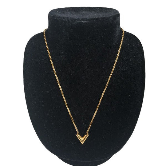 LOUIS VUITTON Necklace M61083 Gold Plated gold Necklace Essential V Women Used Authentic