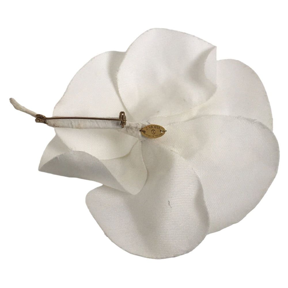 CHANEL Brooch plastic white Camelia With Box corsage Women Used Authentic