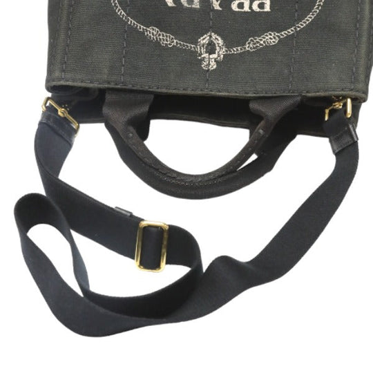 PRADA Tote Bag 1BG439 denim black Tote Bag Canapa mini Women Used Authentic