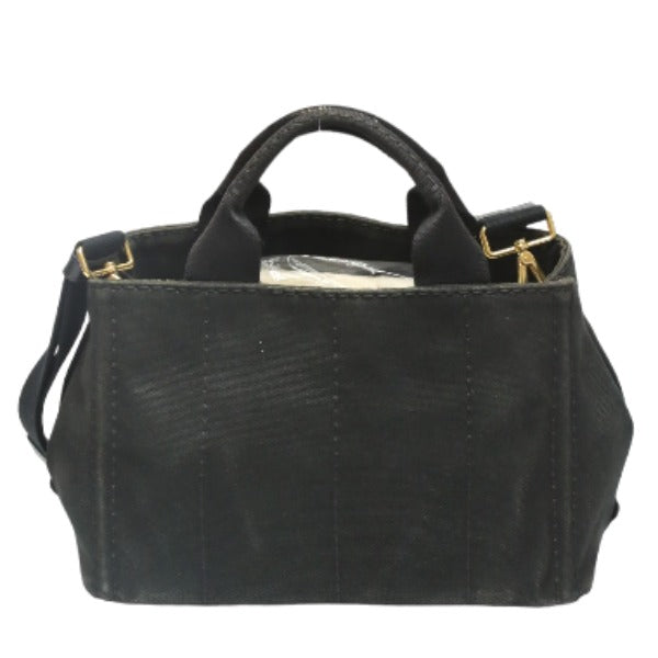 PRADA Tote Bag 1BG439 denim black Tote Bag Canapa mini Women Used Authentic