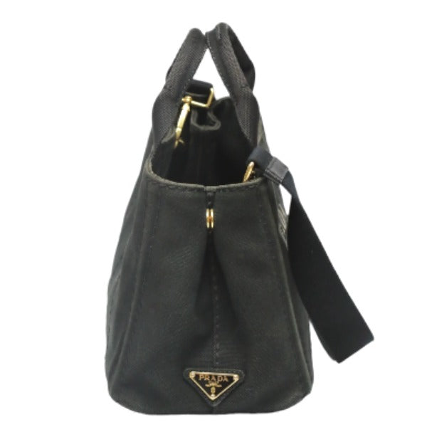 PRADA Tote Bag 1BG439 denim black Tote Bag Canapa mini Women Used Authentic