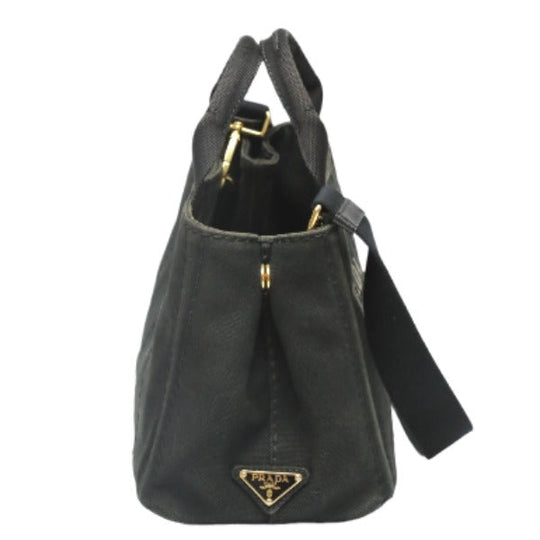 PRADA Tote Bag 1BG439 denim black Tote Bag Canapa mini Women Used Authentic