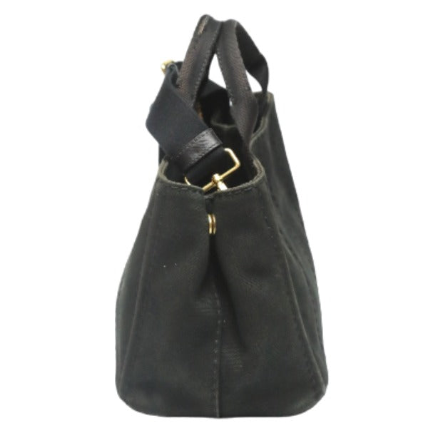 PRADA Tote Bag 1BG439 denim black Tote Bag Canapa mini Women Used Authentic
