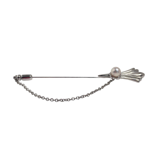 TASAKI Brooch Silver Silver Pin Brooch Tazaki Pearl SV Women Used Authentic