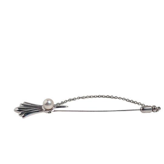 TASAKI Brooch Silver Silver Pin Brooch Tazaki Pearl SV Women Used Authentic