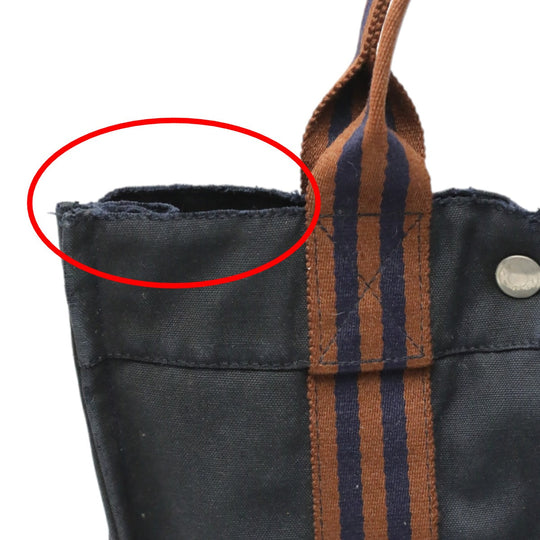 HERMES Tote Bag canvas Navy Mini bag Fool ToePM canvas mens(Unisex) Used Authentic