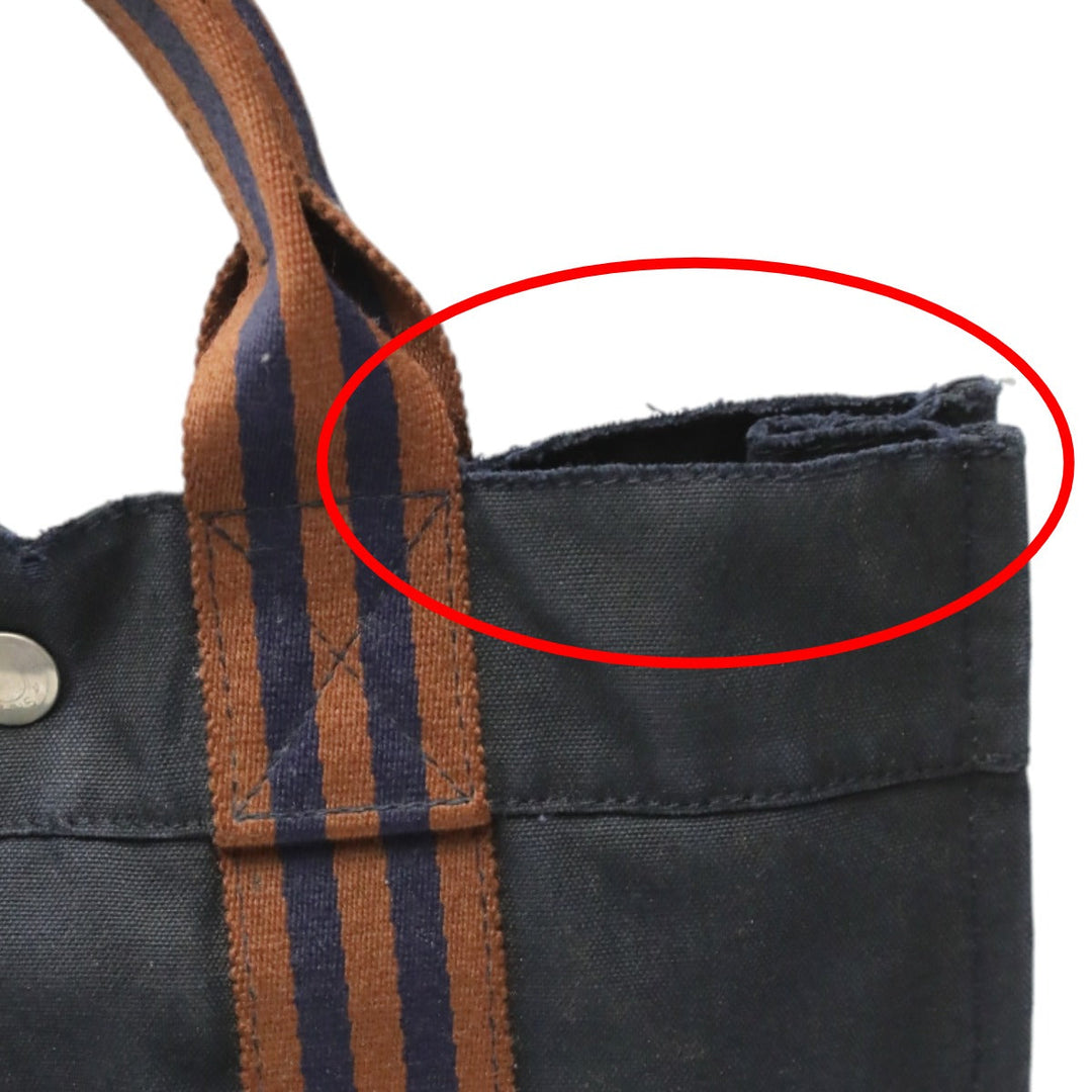 HERMES Tote Bag canvas Navy Mini bag Fool ToePM canvas mens(Unisex) Used Authentic