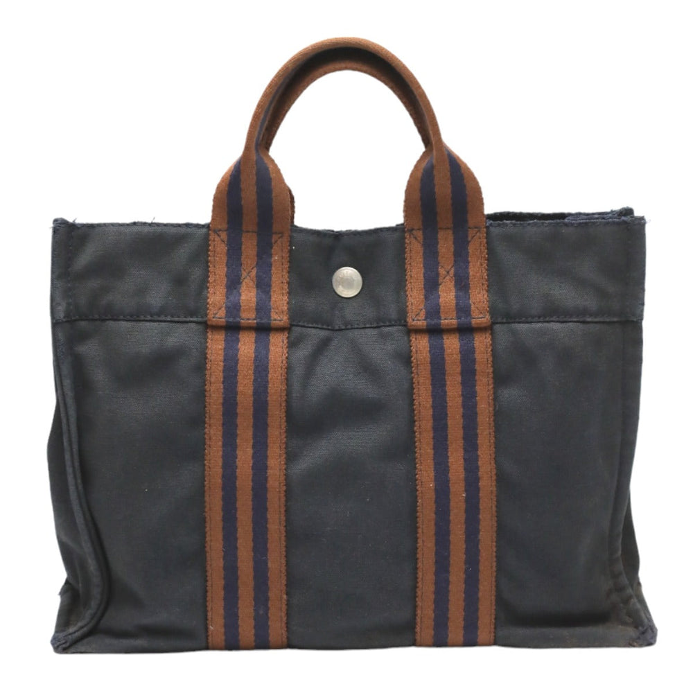 HERMES Tote Bag canvas Navy Mini bag Fool ToePM canvas mens(Unisex) Used Authentic