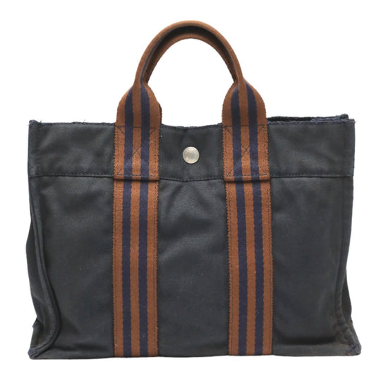 HERMES Tote Bag canvas Navy Mini bag Fool ToePM canvas mens(Unisex) Used Authentic