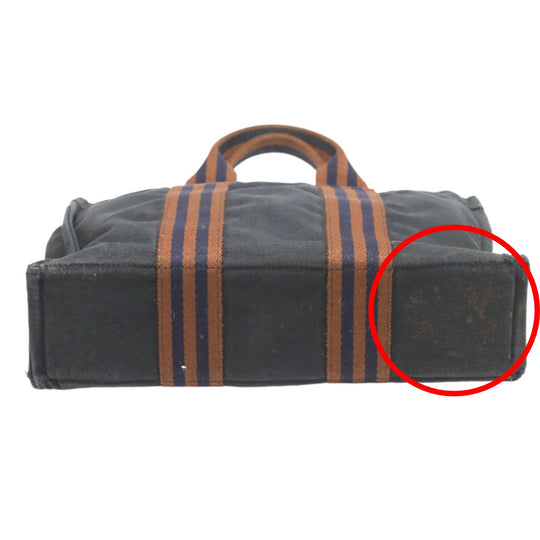 HERMES Tote Bag canvas Navy Mini bag Fool ToePM canvas mens(Unisex) Used Authentic