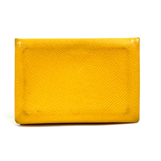 HERMES Card Case Epsom yellow Calvi Women Used Authentic