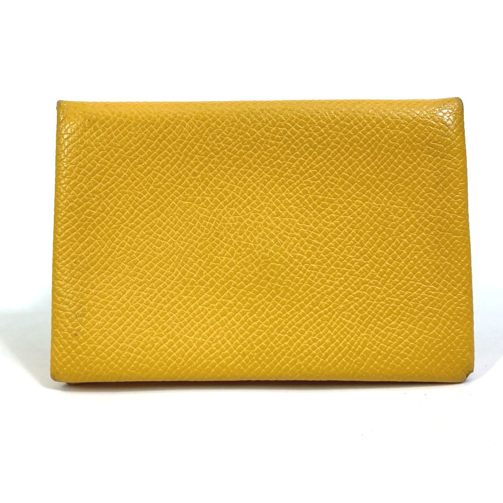 HERMES Card Case Epsom yellow Calvi Women Used Authentic