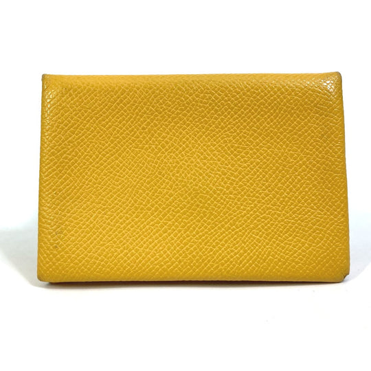 HERMES Card Case Epsom yellow Calvi Women Used Authentic