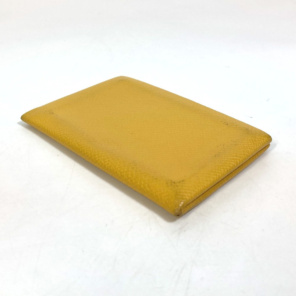 HERMES Card Case Epsom yellow Calvi Women Used Authentic