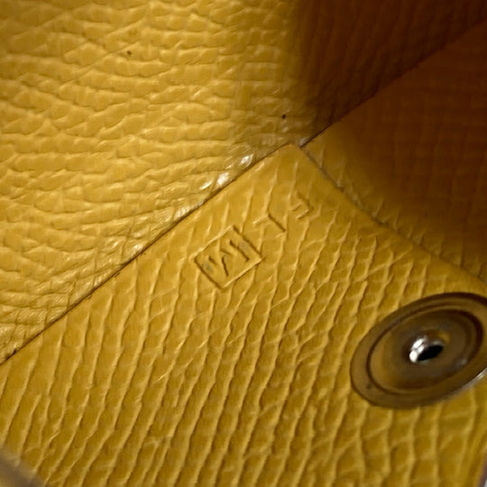 HERMES Card Case Epsom yellow Calvi Women Used Authentic