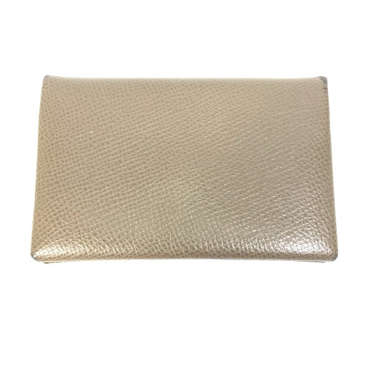 HERMES Card Case Epsom gray Two fold Calvi Women Used Authentic