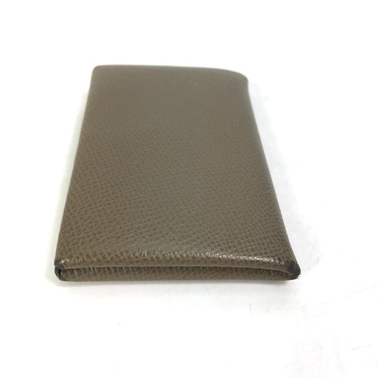 HERMES Card Case Epsom gray Two fold Calvi Women Used Authentic
