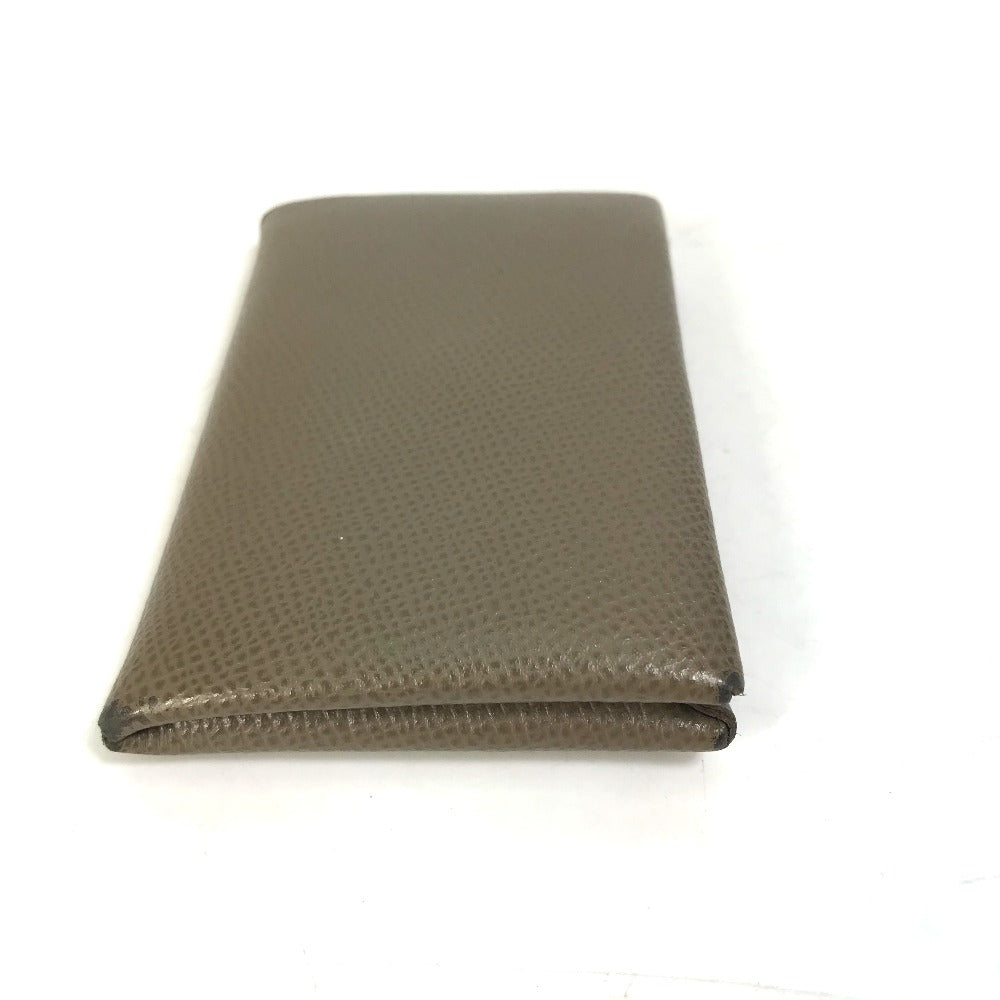 HERMES Card Case Epsom gray Two fold Calvi Women Used Authentic