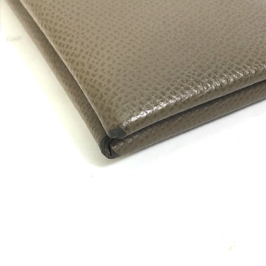 HERMES Card Case Epsom gray Two fold Calvi Women Used Authentic