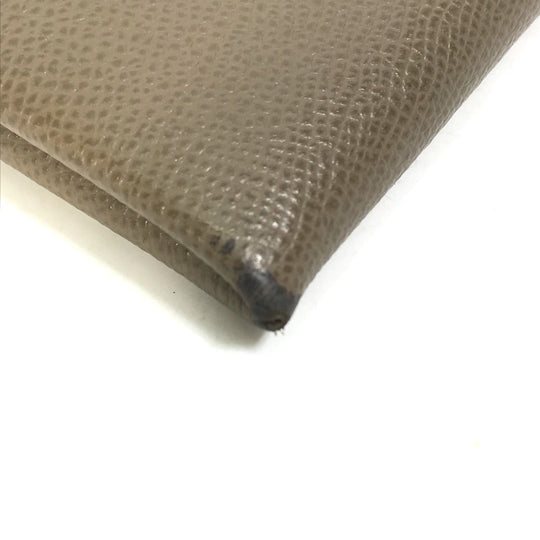 HERMES Card Case Epsom gray Two fold Calvi Women Used Authentic