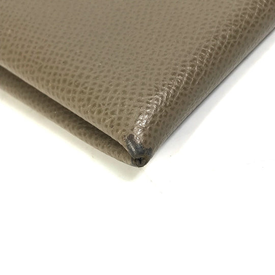 HERMES Card Case Epsom gray Two fold Calvi Women Used Authentic