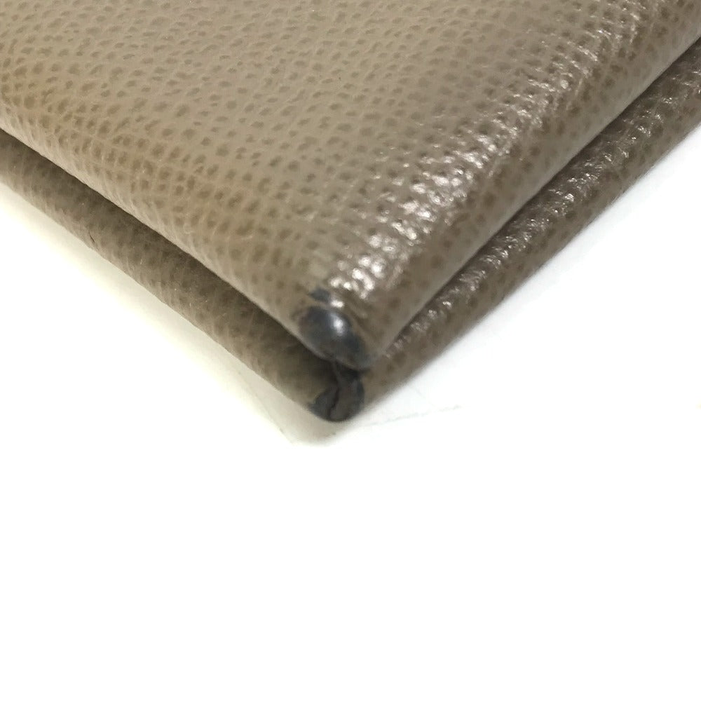 HERMES Card Case Epsom gray Two fold Calvi Women Used Authentic