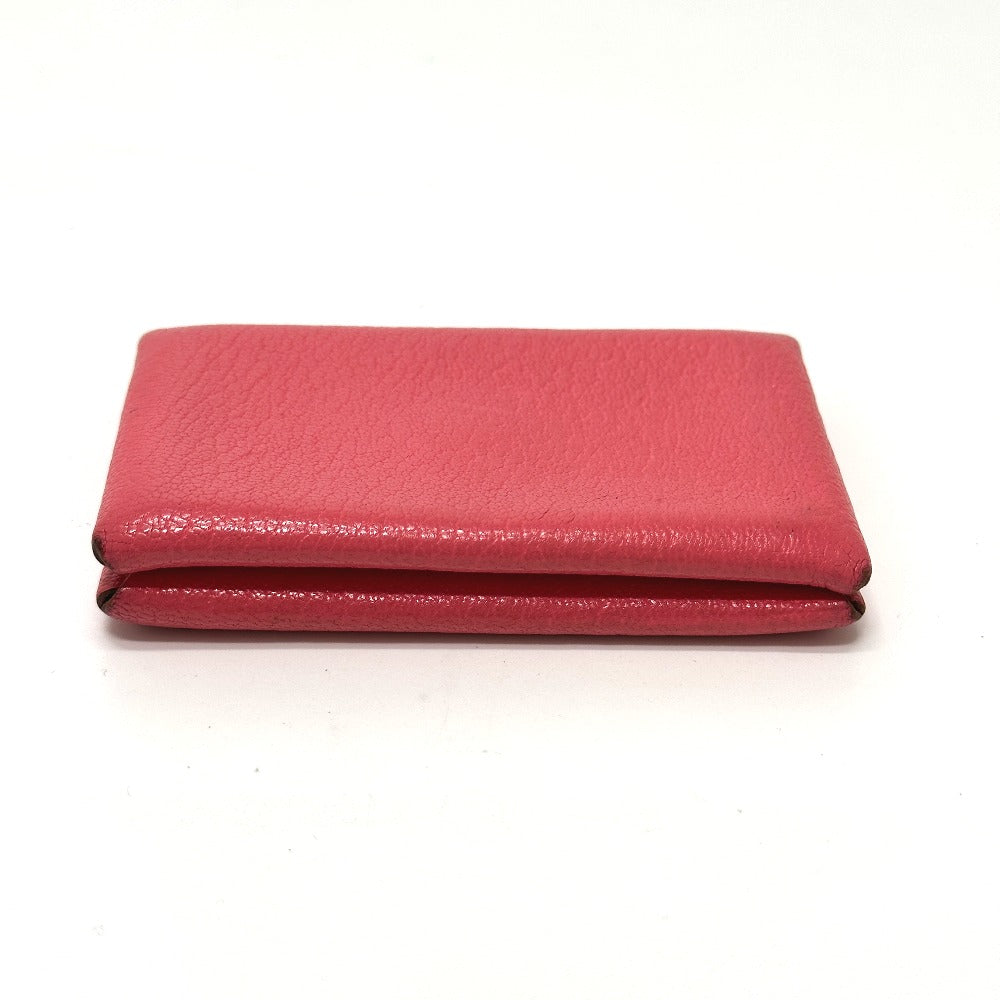 HERMES Card Case Epsom pink Business Card Holder Pass Case Calvi Women Used Authentic