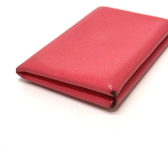 HERMES Card Case Epsom pink Business Card Holder Pass Case Calvi Women Used Authentic