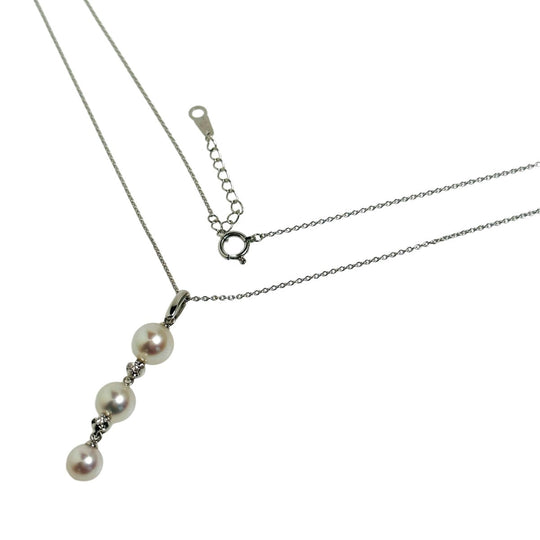 TASAKI Necklace Silver 925, Freshwater Pearl (0.3", 0.2", 0.2") Silver Necklace Pearl 750WG Women Used Authentic