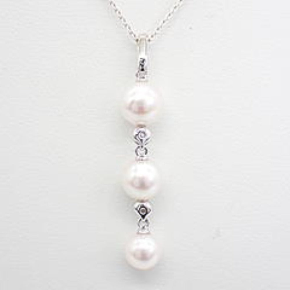 TASAKI Necklace Silver 925, Freshwater Pearl (0.3", 0.2", 0.2") Silver Necklace Pearl 750WG Women Used Authentic
