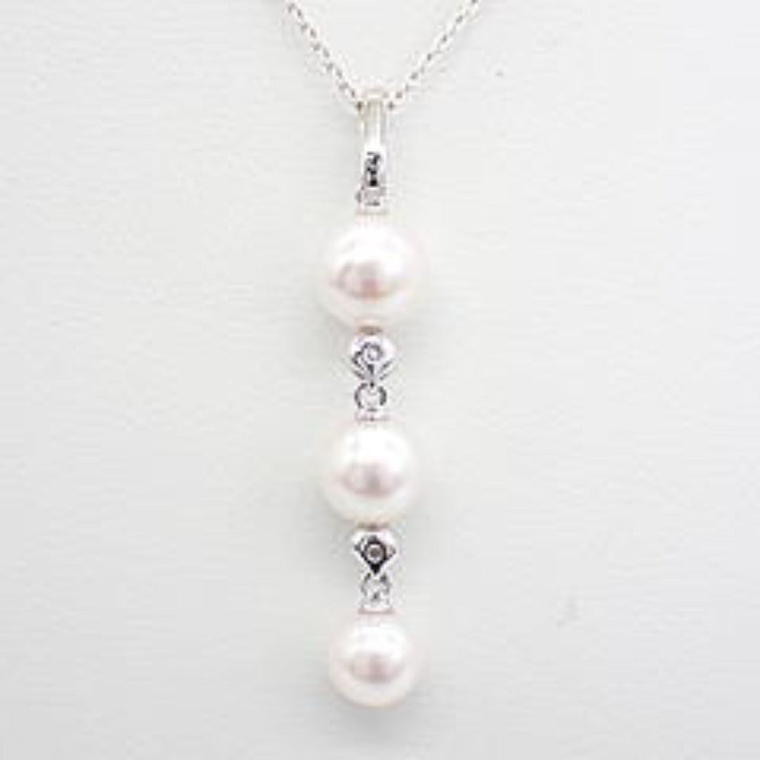TASAKI Necklace Silver 925, Freshwater Pearl (0.3", 0.2", 0.2") Silver Necklace Pearl 750WG Women Used Authentic