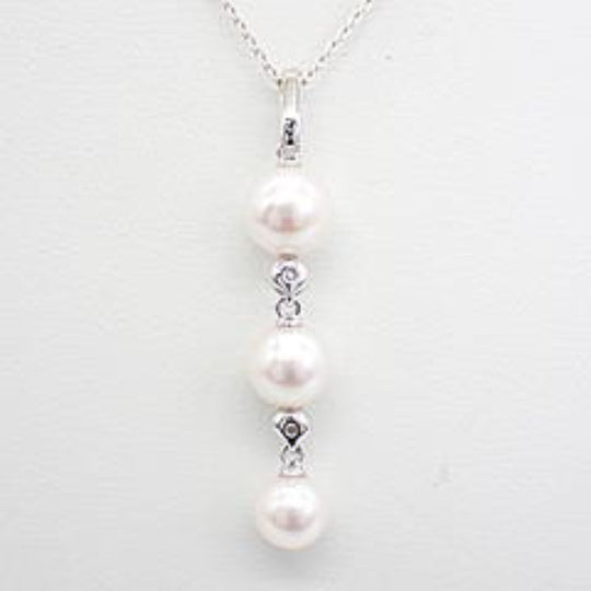 TASAKI Necklace Silver 925, Freshwater Pearl (0.3", 0.2", 0.2") Silver Necklace Pearl 750WG Women Used Authentic