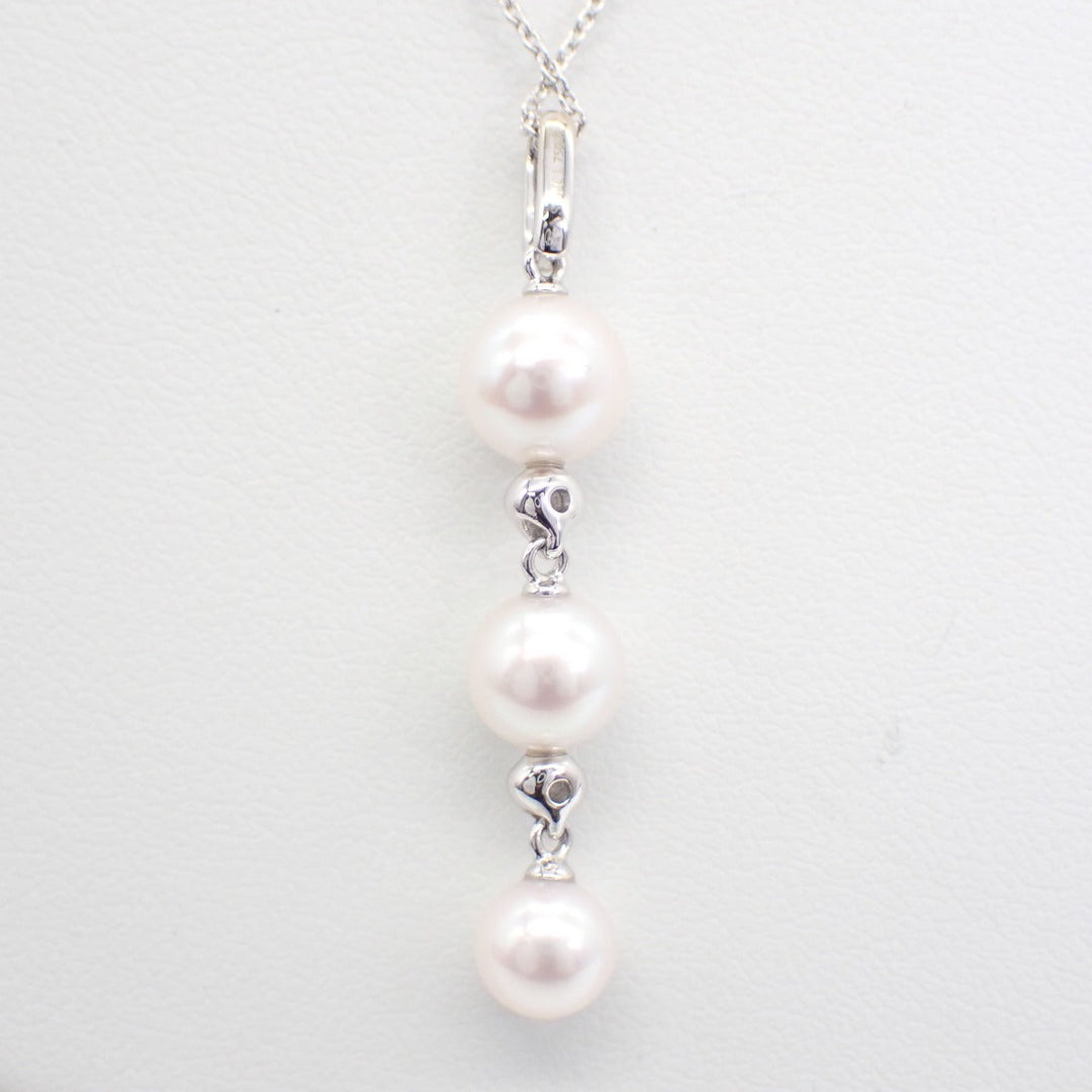 TASAKI Necklace Silver 925, Freshwater Pearl (0.3", 0.2", 0.2") Silver Necklace Pearl 750WG Women Used Authentic