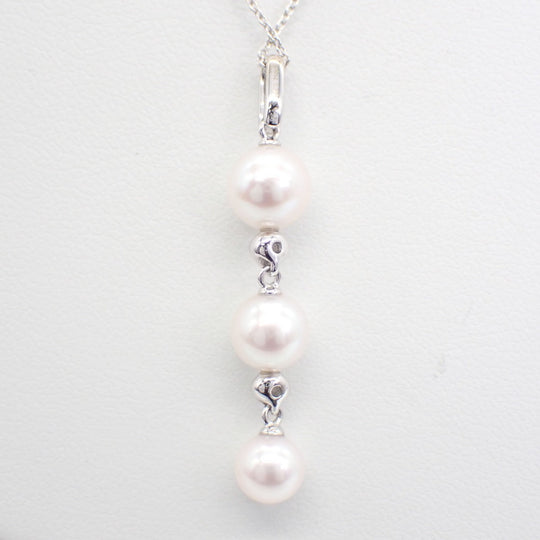 TASAKI Necklace Silver 925, Freshwater Pearl (0.3", 0.2", 0.2") Silver Necklace Pearl 750WG Women Used Authentic