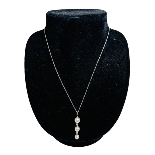 TASAKI Necklace Silver 925, Freshwater Pearl (0.3", 0.2", 0.2") Silver Necklace Pearl 750WG Women Used Authentic